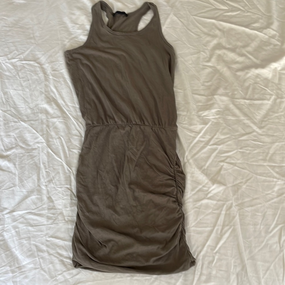 Khaki tank top dress ruched skirt All Saints M